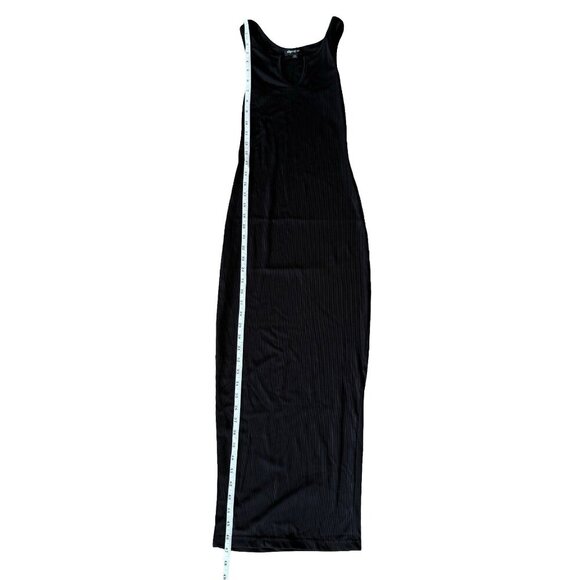 Ribbed Notch Neck Bodycon Maxi Dress Black XSmall - Picture 7 of 10